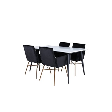 Jimmy Dining Table - Black / White HPL+Pippi Chair - Distressed Copper / Black Velvet_4