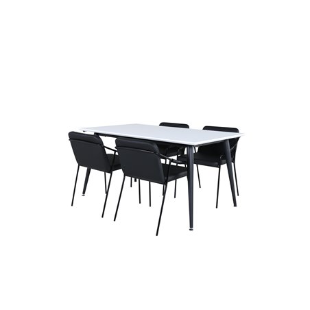 Jimmy Dining Table - Black / White HPL+Tvist Chair - Black / Black PU_4