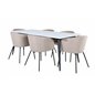 Jimmy Dining Table - Black / White HPL+Berit Chair - Black / Beige Fabric (Polyester linen )_6