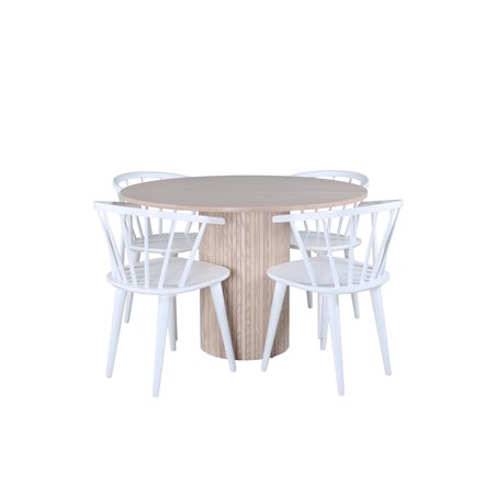Bianca Round Dining Table , White Wash Black Veneer+Bullerbyn Windsor Dining Chair , White_4