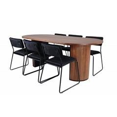 Bianca Oval Dining Table , Walnut Black Veneer+Kenth Chair , Black Black Velvet_6