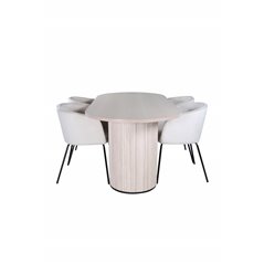 Bianca Oval Dining Table , White Wash Black Veneer+Berit Chair , Black Beige Velvet_4