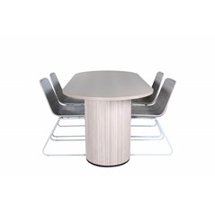 Bianca Oval Dining Table , White Wash Black Veneer+Cirebon Dining Chair , White Wash_4