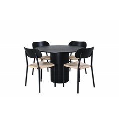 Bianca Round Dining Table , Black Black Veneer+Polly Dining Chair , Nature Black_4