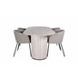 Bianca Oval Dining Table , White Wash Black Veneer+Berit Chair , Black Beige Fabric (Polyester linen )_4