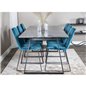 Estelle Dining Table 200*90*H76 - Black / Black, Muce  Dining Chair - Black Legs - Blue  Velvet_6