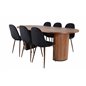 Bianca Oval Dining Table , Walnut Black Veneer+Polar Dining Chair , Walnut Legs , Black Fabric_6