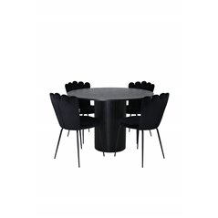 Bianca Round Dining Table , Black Black Veneer+Limhamn Light , Chair , Black Velvet_4