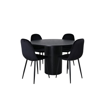 Bianca Round Dining Table , Black Black Veneer+Polar Dining Chair , Black legs Black Velvet (ers√§tter 19902,888)_4