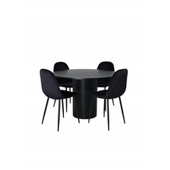 Bianca Round Dining Table , Black Black Veneer+Polar Dining Chair , Black legs Black Velvet (ers√§tter 19902,888)_4
