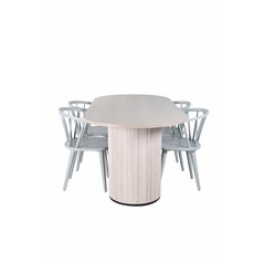 Bianca Oval Dining Table , White Wash Black Veneer+Bullerbyn Windsor Dining Chair , Grey_4