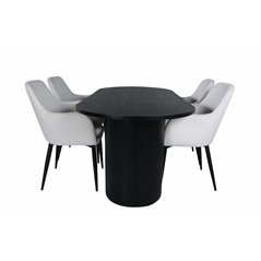 Bianca Oval Dining Table , Black Black Veneer+Comfort Dining Chair , Beige Black_4