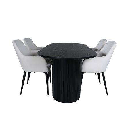 Bianca Oval Dining Table , Black Black Veneer+Comfort Dining Chair , Beige Black_4