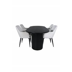 Bianca Oval Dining Table , Black Black Veneer+Comfort Dining Chair , Beige Black_4