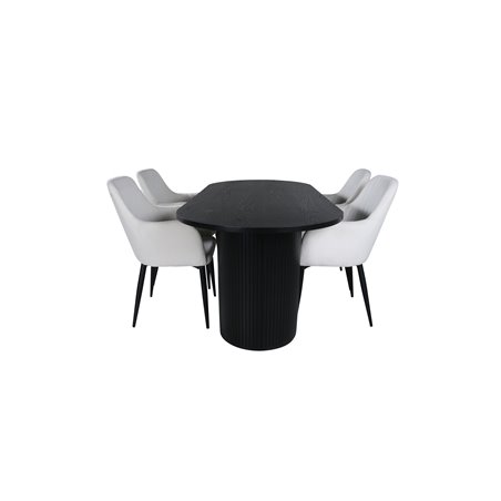 Bianca Oval Dining Table , Black Black Veneer+Comfort Dining Chair , Beige Black_4