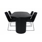 Bianca Oval Dining Table , Black Black Veneer+Muce Dining Chair , Black Legs , Black Fabric_4