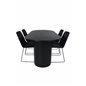 Bianca Oval Dining Table , Black Black Veneer+Muce Dining Chair , Black Legs , Black Fabric_4