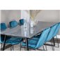 Estelle Dining Table 200*90*H76 - Black / Black, Muce  Dining Chair - Black Legs - Blue  Velvet_6