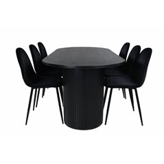 Bianca Oval Dining Table , Black Black Veneer+Polar Dining Chair , Black legs Black Velvet (ers√§tter 19902,888)_6