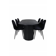 Bianca Oval Dining Table , Black Black Veneer+Polar Dining Chair , Black legs Black Velvet (ers√§tter 19902,888)_6