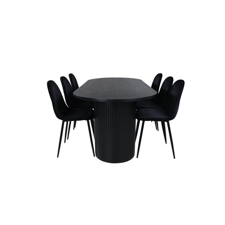 Bianca Oval Dining Table , Black Black Veneer+Polar Dining Chair , Black legs Black Velvet (ers√§tter 19902,888)_6