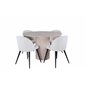Bianca Round Dining Table , White Wash Black Veneer+Velvet Dining Chair Corduroy , Beige Black_4
