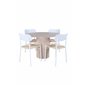 Bianca Round Dining Table , White Wash Black Veneer+Polly Dining Chair , Nature White_4
