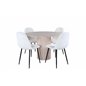 Bianca Round Dining Table , White Wash Black Veneer+Polar Fluff Dining Chair , Black Legs , White Teddy _4