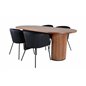 Bianca Oval Dining Table , Walnut Black Veneer+Berit Chair , Black Black Velvet_4