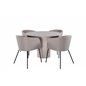 Bianca Round Dining Table , White Wash Black Veneer+Berit Chair , Black Beige Fabric (Polyester linen )_4