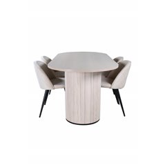 Bianca Ovalt Spisebord, White Wash Sort Finer + Velvet Stitch es Chair, Black Beige Velvet_4