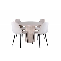 Bianca Round Dining Table , White Wash Black Veneer+Polar Dining Chair, Black legs Beige Velvet (ers√§tter 19902,880)_4