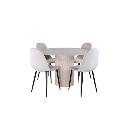Bianca Round Dining Table , White Wash Black Veneer+Polar Dining Chair, Black legs Beige Velvet (ers√§tter 19902,880)_4