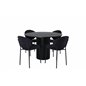 Bianca Round Dining Table , Black Black Veneer+Vault Dining Chair , Black Legs , Black Fabric_4