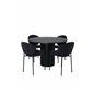 Bianca Round Dining Table , Black Black Veneer+Vault Dining Chair , Black Legs , Black Fabric_4