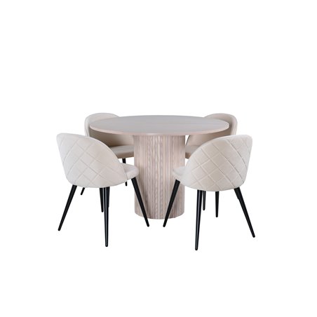 Bianca Round Dining Table , White Wash Black Veneer+Velvet Stitches Chair , Black Beige Velvet_4