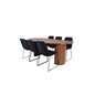 Bianca Oval Dining Table , Walnut Black Veneer+Muce Dining Chair , Black Legs , Black Fabric_6