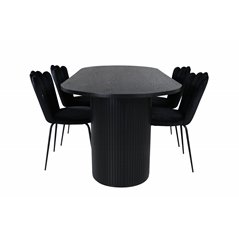 Bianca Oval Dining Table , Black Black Veneer+Limhamn Light , Chair , Black Velvet_4