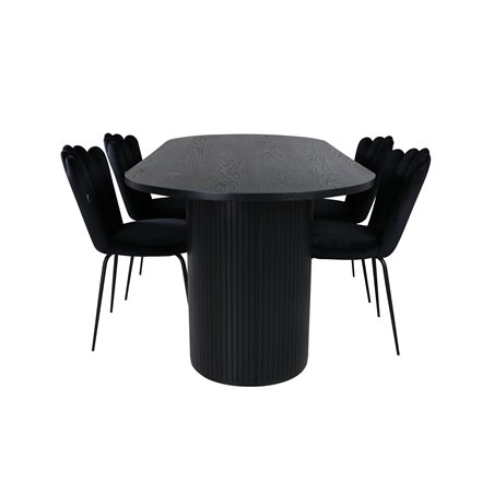 Bianca Oval Dining Table , Black Black Veneer+Limhamn Light , Chair , Black Velvet_4