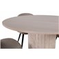 Bianca Rundt spisebord, White Wash Sort Finer + Velvet Stitch es Chair, Sort Beige Stof (Polyesterlinned) _4