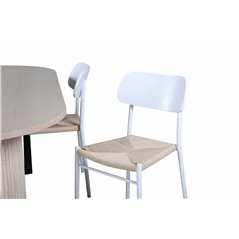 Bianca Oval Dining Table , White Wash Black Veneer+Polly Dining Chair , Nature White_4