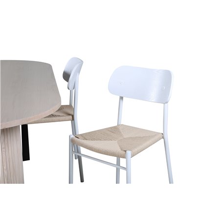 Bianca Oval Dining Table , White Wash Black Veneer+Polly Dining Chair , Nature White_4