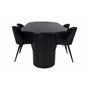Bianca Oval ruokapöytä, musta musta viilu + sametti ruokapöytä, mustat jalat, musta kangas_4