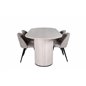 Bianca Oval Dining Table , White Wash Black Veneer+Velvet Stitches Chair , Black Beige Fabric (Polyester linen )_4