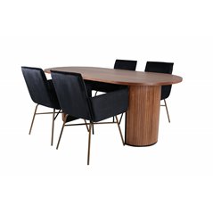 Bianca Oval Dining Table - Walnut / Black Veneer+Pippi Chair - Distressed Copper / Black Velvet_4