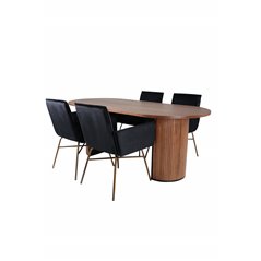 Bianca Oval Dining Table - Walnut / Black Veneer+Pippi Chair - Distressed Copper / Black Velvet_4