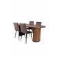 Bianca Oval ruokapöytä, pähkinämusta viilu + ikkunallinen luksustuoli, musta ruskea mikrokuitu_4