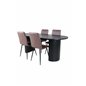 Bianca Oval Dining Table - Black / Black Veneer+Windu Lyx Chair - Black / Brown Micro Fibre_4