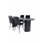 Bianca Oval Dining Table - Black / Black Veneer+Windu Lyx Chair - Black / Black Velvet_4