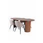 Bianca Oval Dining Table , Walnut Black Veneer+Velvet Stitches Chair , Black Beige Fabric (Polyester linen )_4